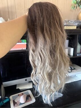 Brown to Blonde Ombre Wavy Women's Hairpiece - Neutral Elegance